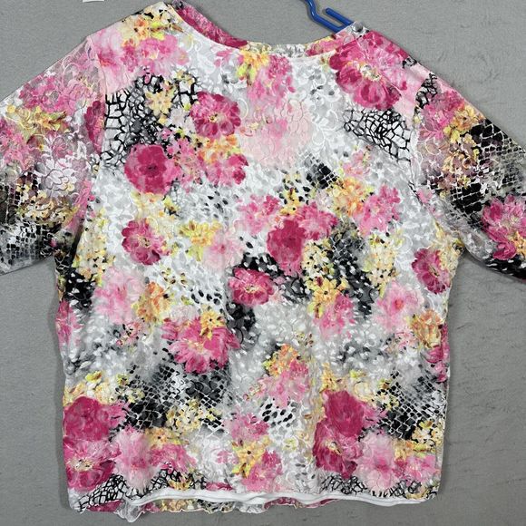 CJ Banks Womens Pullover Blouse Sheer Pink Floral Plus Size 3X - Picture 10 of 13
